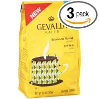 Gevalia Kaffe Espresso Roast Dark Ground Coffee 12 oz (Pack of 3)