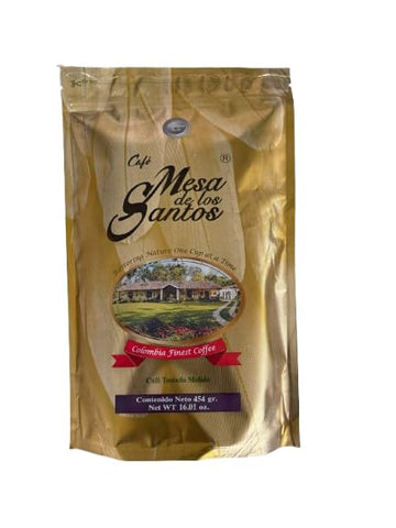 Café Mesa de los Santos – Premium Colombian Ground Coffee, Medium Roast, 16 Ounce Bag – Organic Certified, Bird Friendly.