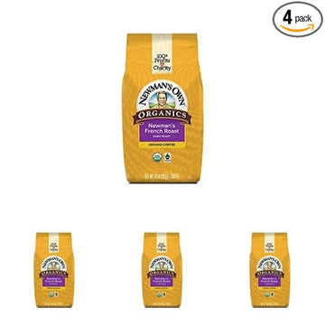 Newman's Own Organics Newman's French Roast, Ground Coffee, Dark Roast, Bagged 10 oz (Pack of 4)