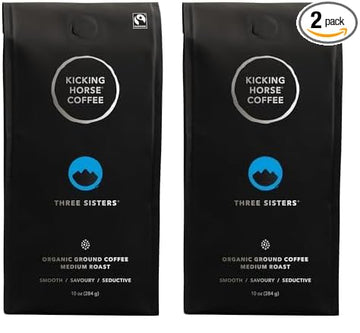 Three Sisters, Kicking Horse Coffee, Medium Roast, Ground, 10 oz - Certified Organic, Fairtrade, Kosher Coffee (Pack of 2)