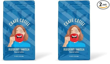 Crave Beverage Medium Roast Blueberry Vanilla Flavored Ground Coffee, 10 Oz (100% Arabica Beans, Kosher Certified, 1 Bag) (Pack of 2)