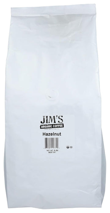 Jim's Organic Coffee Hazelnut Ground, USDA Organic, 5 LB (Pack of 1)