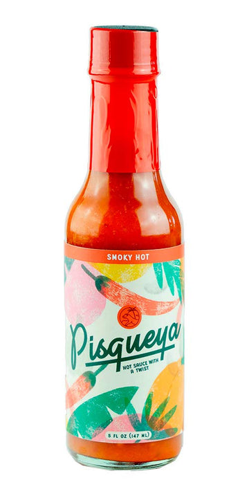PISQUEYA Hot Sauce - Gourmet Hot Like Fuego with Caribbean Scotch Bonnet Peppers - Plant Based, No Sugar, Low Sodium, Gluten Free - You Can Really Taste the Peppers - 5 oz.