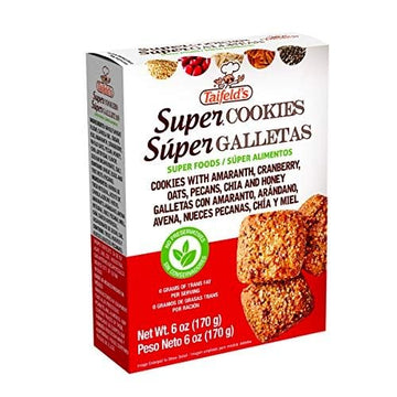 Taifelds Super Healthy Cookies with Sweetened Honey Pecans, Amaranth, Oats, Cranberries & Chia. No Preservatives and Low in Cholesterol