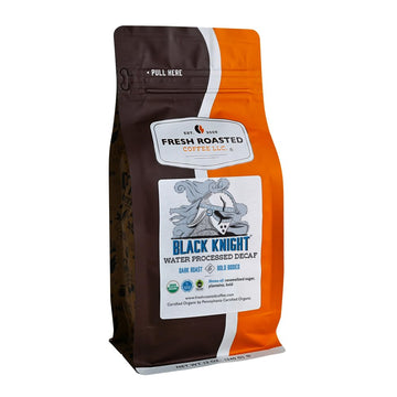 Fresh Roasted Coffee, Organic Black Knight Water-Processed Decaf | USDA Organic, Kosher | Dark Roast 12 oz Ground