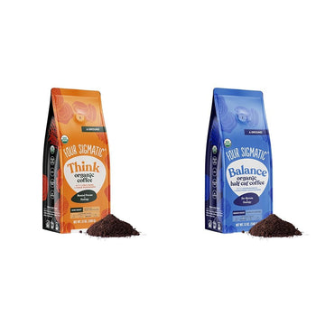 Four Sigmatic Focus + Balance Mushroom Coffee Bundle | Organic Ground Coffee with Lion's Mane Mushroom and Organic Coffee with Ashwagandha, Chaga Mushroom, Eleuthero and Tulsi | 12oz Bags