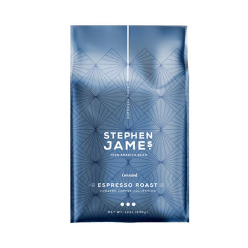 Stephen James Coffee, Premium Espresso Roast Ground Latin American 100% Arabica Coffee, 12 oz. Bag