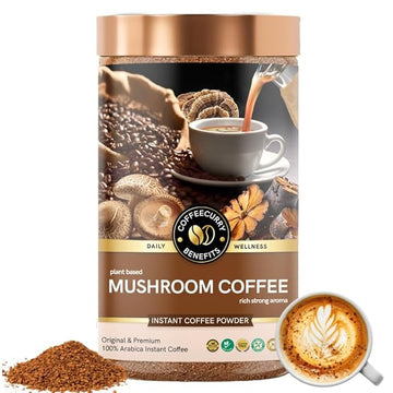 COFFEECURRY Mushroom Coffee (50 Grams, 1 Month Pack) - Mushroom Turkeytail, Cordyceps, Chaga Instant Coffee