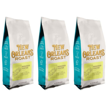 New Orleans Roast Bananas Foster Ground Coffee 12oz (Pack of 3) - Iconic Dessert in a Cup