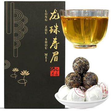 Yuexi Shou Mei White Tea Pearls 2013 Yr Chinese Tea Fuding Aged White Tea Dragon Ball Shou Mei Tea BaiCha Jujube Aroma 白茶 寿眉老白茶 寿眉龙珠 福鼎白茶 7.05oz/200g