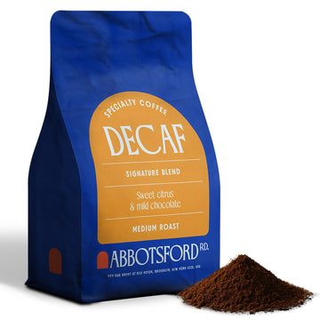 Decaf Flavored Coffee Ground, Sweet Citrus & Mild Chocolate Medium Roast Ground Coffee, Signature Blend Swiss Water Processed Premium Coffee, 12oz Brooklyn Bag, Kosher Certified