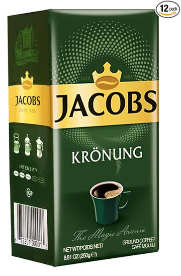 Jacobs Kronung Ground Coffee, 8.81 oz, (Pack of 12)