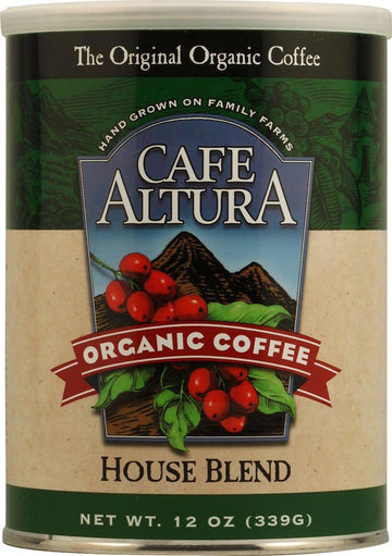Cafe Altura Organic Coffee, House Blend, Ground Coffee, 12 Ounce Can (Pack Of 6)