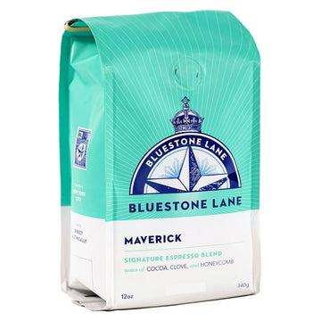 Bluestone Lane Ground Coffee, Maverick Espresso Blend, Medium Roast, 12 Ounce Bag