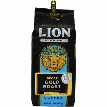 Hawaiian Lion Gold Coffee Ground Decaf 10 oz. Bag