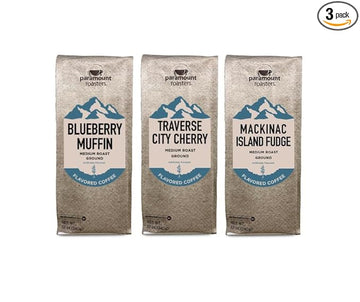 Traverse City Cherry, Mackinac Island Fudge, and Blueberry Muffin Flavored Ground Coffee Bundle