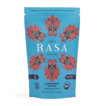 Rasa Dirty – Adaptogenic Mushroom-Boosted Coffee | Fair-Trade Coffee | Fruiting Body Mushrooms |Vegan, Keto, Whole 30, Ayurveda Wellness Tonic with Chaga + Reishi (8 oz / 30 Servings)