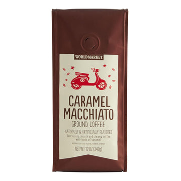 World Market Limited Edition Naturally Flavored Ground Coffee 12oz, 1 Pack (Caramel Macchiato)