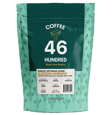COFFEE 46 HUNDRED® Robust Artisanal Blend Ground Bean Specialty Coffee from Guatemala - 100% Arabica Single Origin - Dark Roast - 311g/11oz - High Altitud Coffee - Grown at 4,600 ft