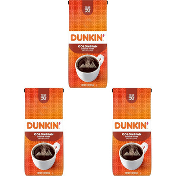 Dunkin' Colombian Medium Roast Ground Coffee, 11 Ounce (Pack of 3)
