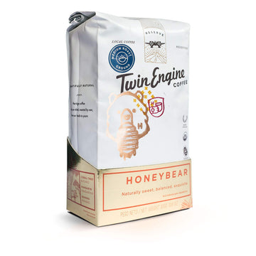 TWIN ENGINE COFFEE - HONEY-BEAR Reserve, Limited Edition, 100% Nicaraguan Arabica Coffee, Medium Roast, Ground, 10.6oz (300g) - Certified Organic USDA, Fair Trade, Specialty Grade - Drip, French Press