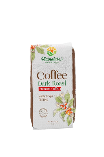 Plainature Dark Roast Ground Coffee - Single Origin, Arabica, With A Pleasant Crispness And Rich Aroma - Grown At High Altitudes And Sun-Dried For Perfection - 12-Ounce Bag.