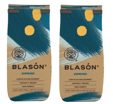 Cafe Blason Espresso Ground Coffee from Mexico - 14.1 oz / 400 gr - 2 Pack
