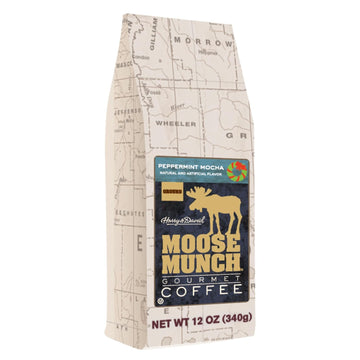 Harry & David Moose Munch Peppermint Mocha Flavored Gourmet Ground Coffee, 100% Arabica Coffee - 12 Ounce