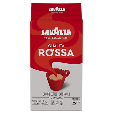 Lavazza Qualità Rossa Ground Coffee, Medium Roast, Arabica and Robusta Blend, 8.8 oz Brick (Pack of 20)