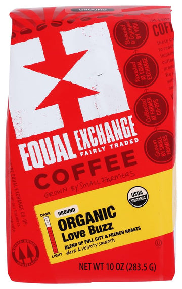 Equal Exchange Love Buzz Blend Organic Coffee Ground, 10-Ounce Packages (Pack of 2)