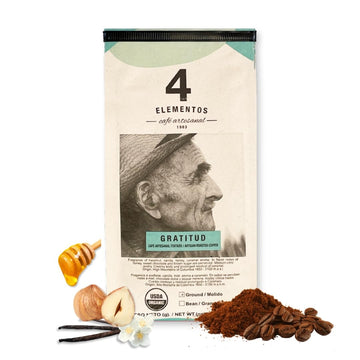 4Elementos | Whole Bean Specialty Coffee, Medium Roast, 100% Organic Arabica from Colombia, Honey, Sweet Chocolate & Brown Sugar Notes, 12oz