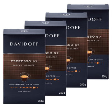 DAVIDOFF Espresso 57 Ground Coffee - Pack of 4-10/12 Intensity - 250 g x 4