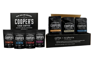 Gourmet Coffee Sampler Gift Box Set - Whole Bean Coffee -4 Bags 1Lb Total and Espresso Coffee Box Set - Ground 3 Bag Gift or Sample Set | Brazilian, Kenya, Ethiopian Profile For Espresso | 24oz