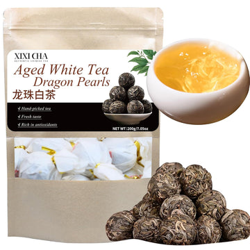XIXICHA Dragon Pearls White Tea Dragon Ball 200g/7.05oz Aged White Tea Pearls Chinese 白茶龙珠 古树白茶龍珠