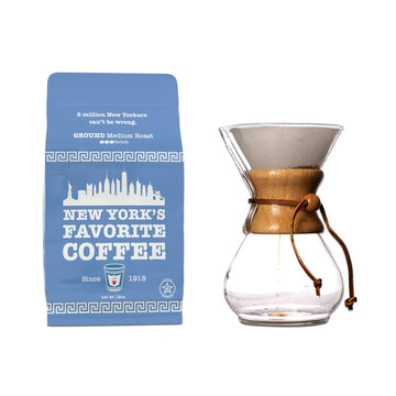 New York's Favorite Coffee - Ground Coffee 12oz (Pack of 1), Medium Roast & Pour Over Coffee Maker