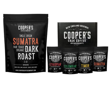 Decaffeinated Gourmet Coffee Sampler Gift Box Set - Whole Beans - 4-Pack - 4oz and Organic Dark Roast Sumatra - Whole Bean Coffee - 2lb