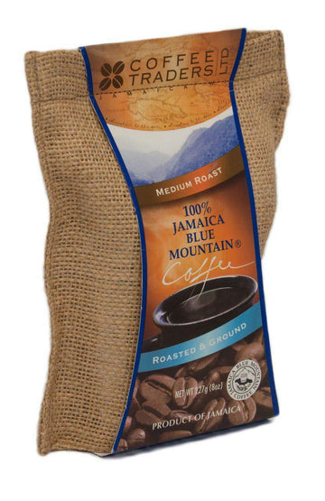 Coffee Traders One-hundred Percent Jamaica Blue Mountain Coffee with Certificate of Origin, Medium Roasted and Ground, 8 Ounce Bag