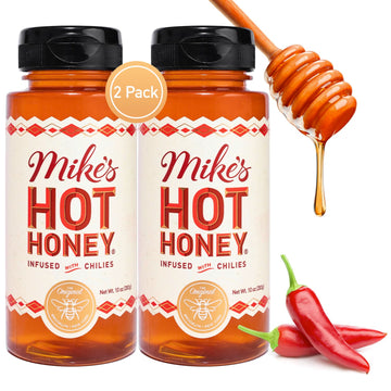 Mike's Hot Honey, America's #1 Brand of Hot Honey, Spicy Honey Infused with Chili Peppers, Certified Kosher, Gluten-Free, Paleo-Friendly, Sweet Heat, Perfect for Hot Sauce Lovers (10oz Bottle, 2 Pack)