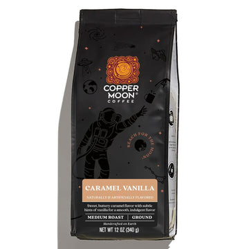 Copper Moon Medium Roast Ground Coffee, Caramel Vanilla Blend, 12 Ounce Bag
