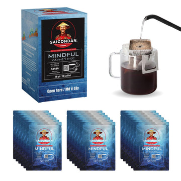 Saigondan Drip Instant Coffee - Mindful | Dark Roast | Robusta & Arabica Blend | Vietnamese Single Origin | Small Batch Roasted | Direct Trade | No Preservatives | 18 Sachets