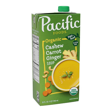 Pacific Foods Organic Cashew Carrot Ginger Soup, 32 oz Carton