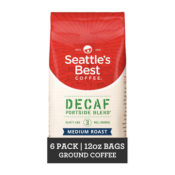 Seattle's Best Coffee Decaf Portside Blend Medium Roast Ground Coffee | 12 Ounce Bags (Pack of 6)