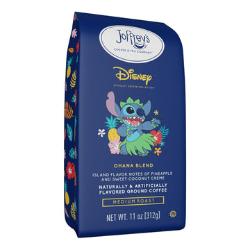 Joffrey’s Coffee - Disney Stitch Ohana Blend, Medium Roast Ground Coffee, Flavor Notes of Pineapple & Sweet Coconut Crème (Ground, 11oz)