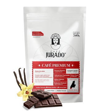 Cafe Jurado, Colombian Specialty Premium, Ground Coffee, Arabic Quality, Colombian Coffee, Extended Sweet Aroma, Chocolate Vanilla Notes, Medium Roasted - 11.9 Ounces
