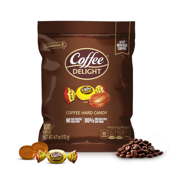 Colombina Coffee Delight Hard Candy, Gluten-Free Coffee-Flavored Candies Made w/Authentic Colombian Coffee, 1 Pack (100 Count)
