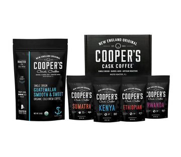 Organic Cold Brew Coffee - Guatemalan Coffee Beans - Ground, Medium Roast, 2lbs, and Gourmet Coffee Sampler Gift Box Set - Ground Coffee 4 bags - 1lb Total