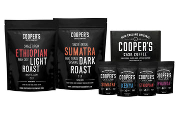 Gourmet Coffee Sampler Gift Box Set - 4 Bags 1Lb Total, Organic Dark Roast Sumatra 2Lbs and Ethiopian Bold Light Roast Grade 1 2Lbs, Whole Bean Coffee