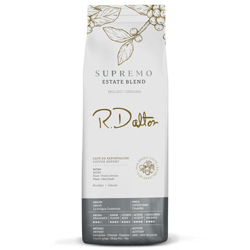 R. Dalton Coffee Supremo Estate Blend Ground Coffee - Medium Roast - Flora And Citric Fruit Notes - All Brewing Methods - Premium Quality – From Antigua Guatemala – 100% Arabica - 12 oz