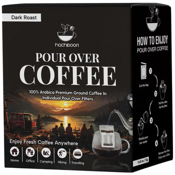 Hachidoori Single-Serve Portable Pour Over Drip Coffee – 7 Ready-to-Brew Packs with Ground Coffee & Filters | Fresh Coffee Anytime – Travel, Camping, Office.