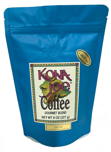 Kona Joe Gourmet Decaf Coffee Blend, Medium Roast Ground Coffee (8 oz)